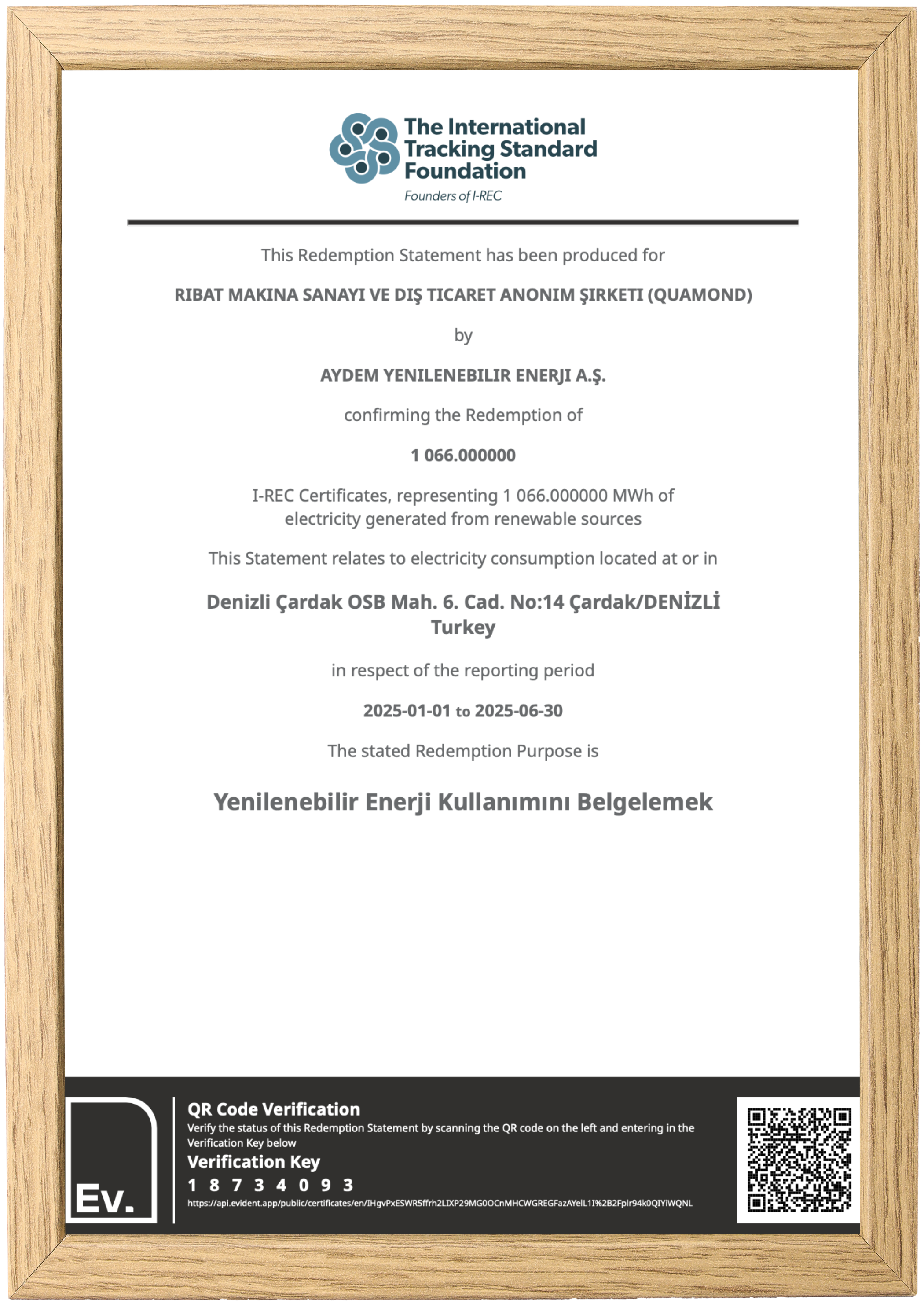 I-REC Sertifikası