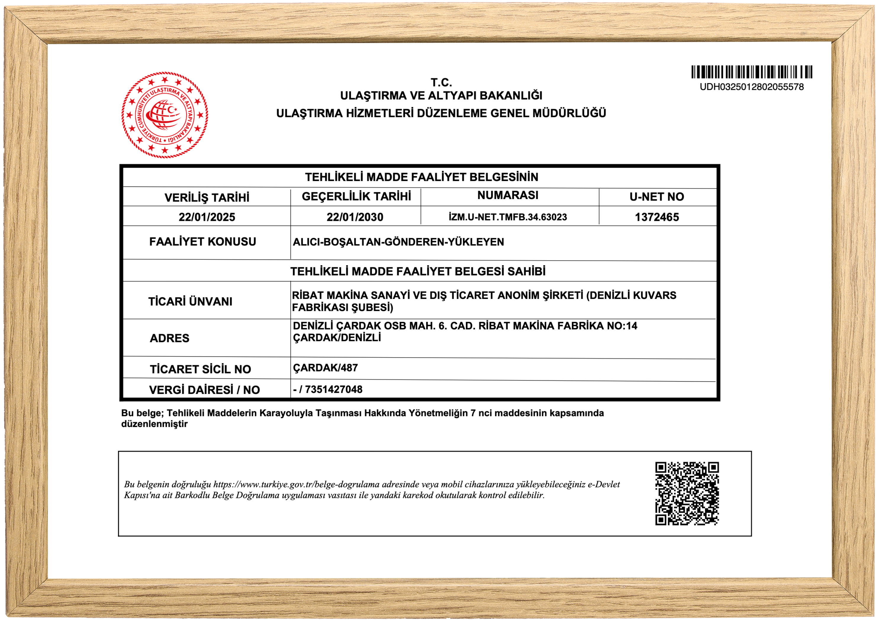 Tehlikeli Madde Faaliyet Belgesi